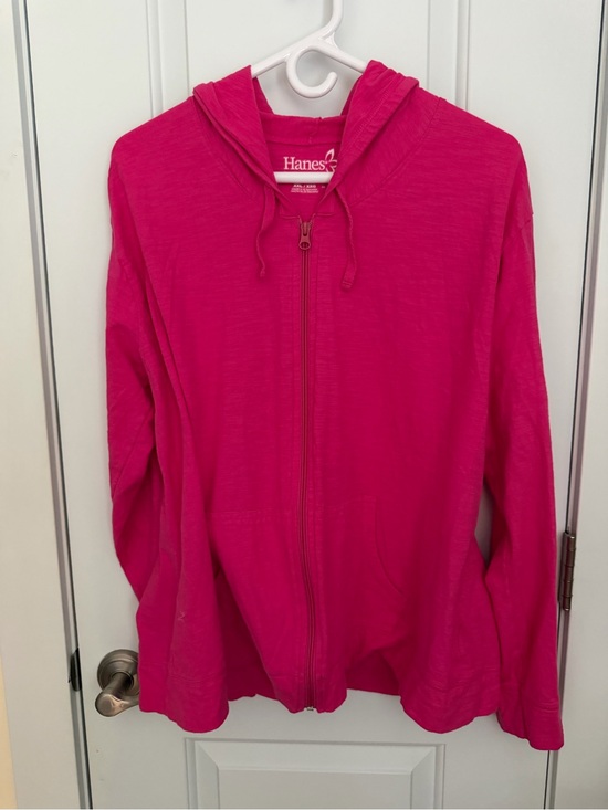 Hanes Tops - Hanes Bright Pink Full-Zip Hooded Sweatshirt